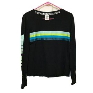 Victoria’s Secret Love Pink on Long Sleeve Black Light Sweatshirt Shirt Size XS